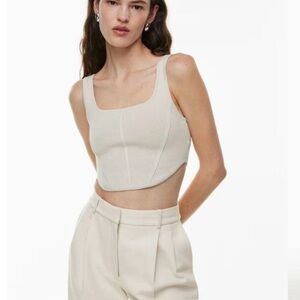 Aritzia Babaton Sculpt Squareneck Knit Bustier Tank in Matte Pearl